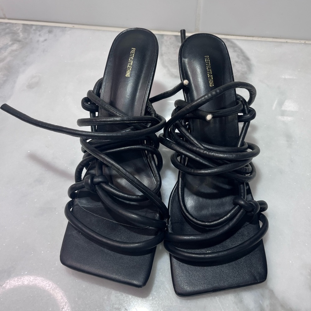 Black Strappy Women's Heels, size 9